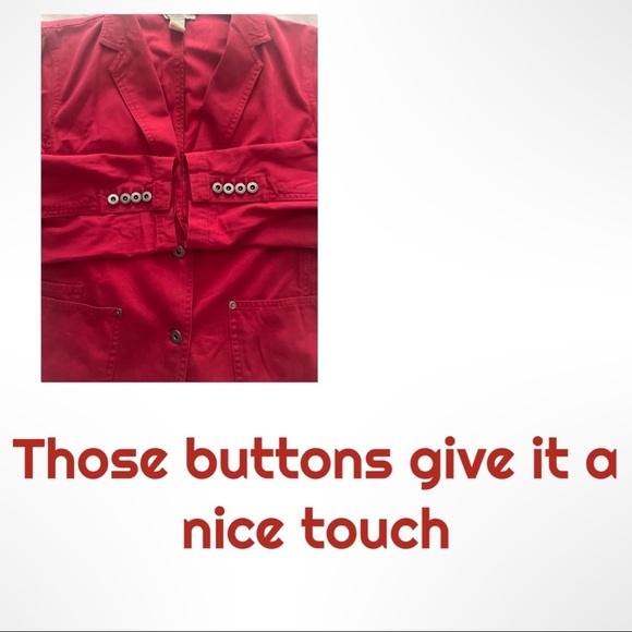 Berry Red Laura Leigh Ltd. Size 10 100% Cotton   Jacket Blazer   W/deep Pockets - Picture 10 of 11